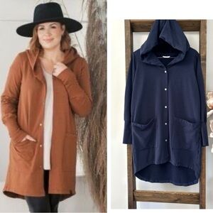 Lost in Layers Fleece Lined Snap Button Up Hooded Sweatshirt Jacket